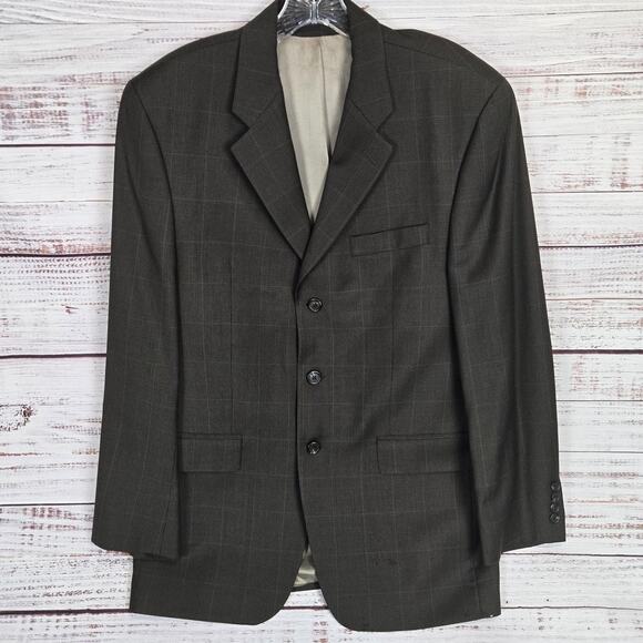 Ralph Lauren Blazer Mens 40 Medium Brown Plaid Wool Cashmere Two Button Jacket - Picture 1 of 16